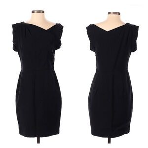 Philip Lim Cocktail Sheath Dress Asymmetrical V- Neckline Black Size 4